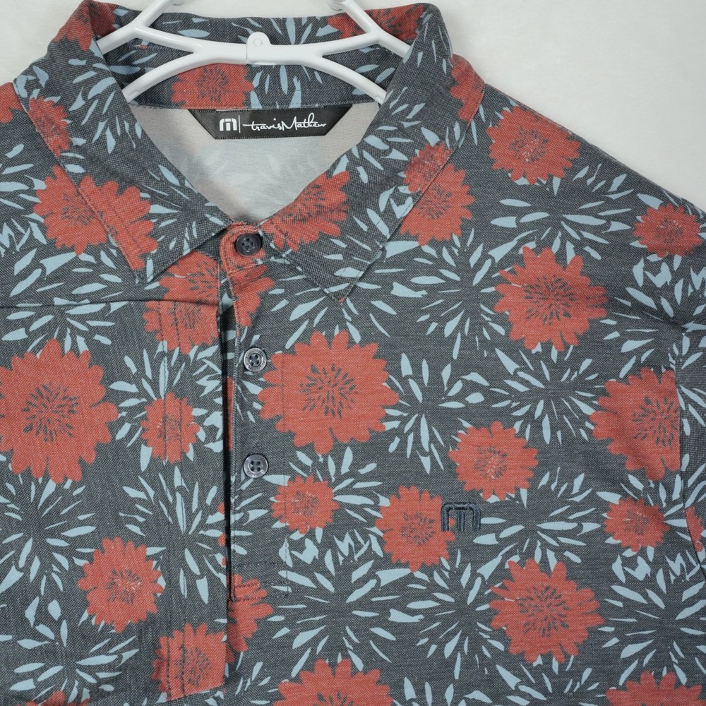 Travis Mathew Men's Short‎ Sleeve Polo Shirt Floral Print Size Large